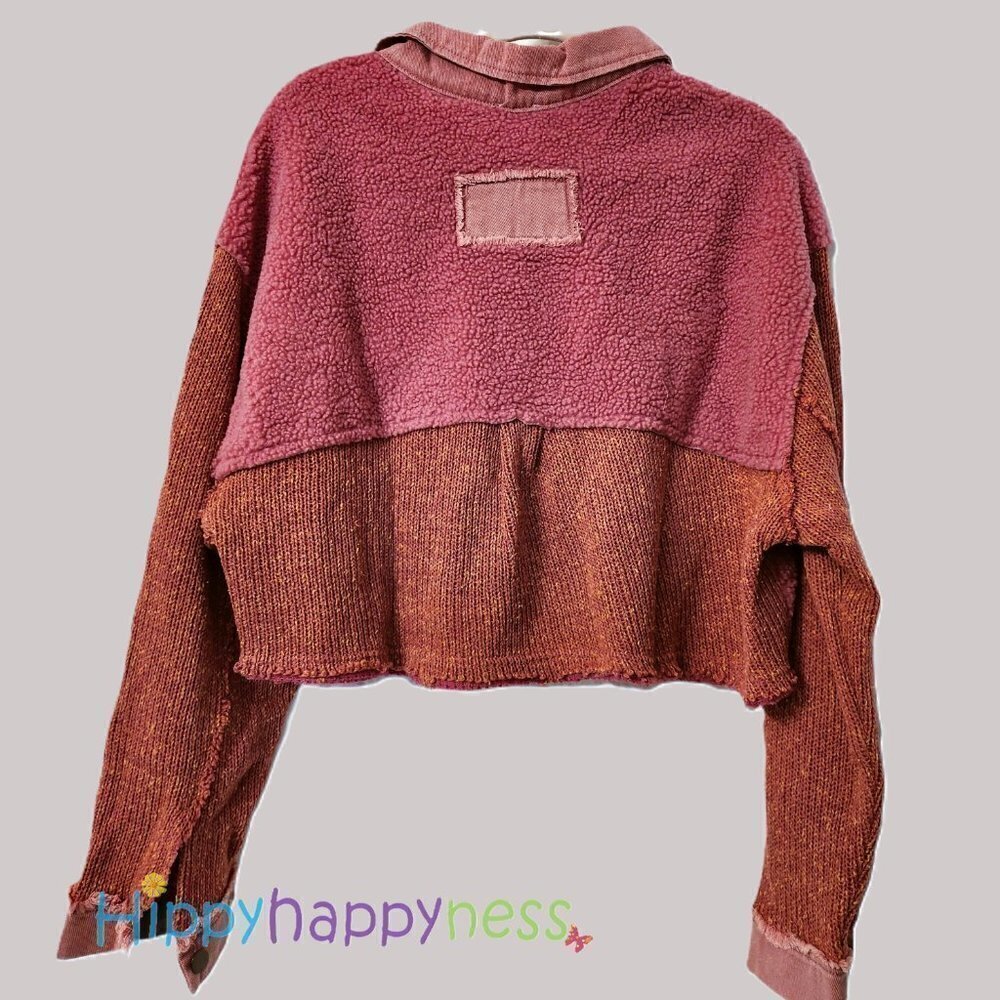 New POL Crop Jacket Shacket Barbie Pink Sherpa Size NWT - Picture 3 of 6